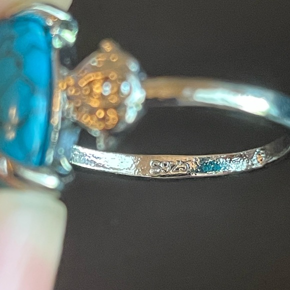 Boho turquoise stone S925 silver ring size 7.25 - Picture 8 of 9